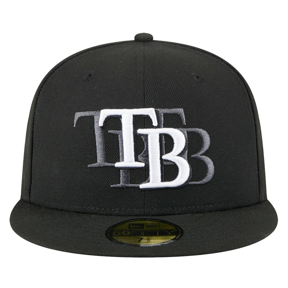 Tampa Bay Rays Tri-Hit 59FIFTY Fitted Hat - Black | New Era
