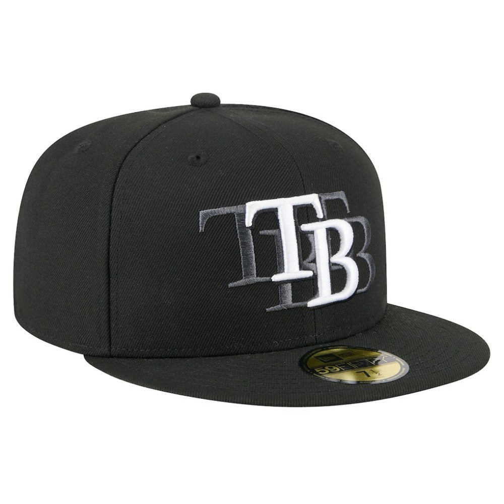 Tampa Bay Rays Tri-Hit 59FIFTY Fitted Hat - Black | New Era