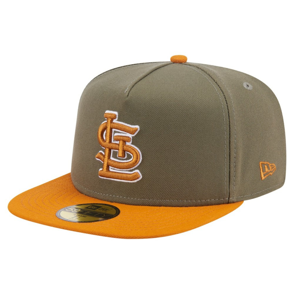 St. Louis Cardinals Two-Tone Color Pack A-Frame 59FIFTY Fitted Hat - Olive/Orange | New Era