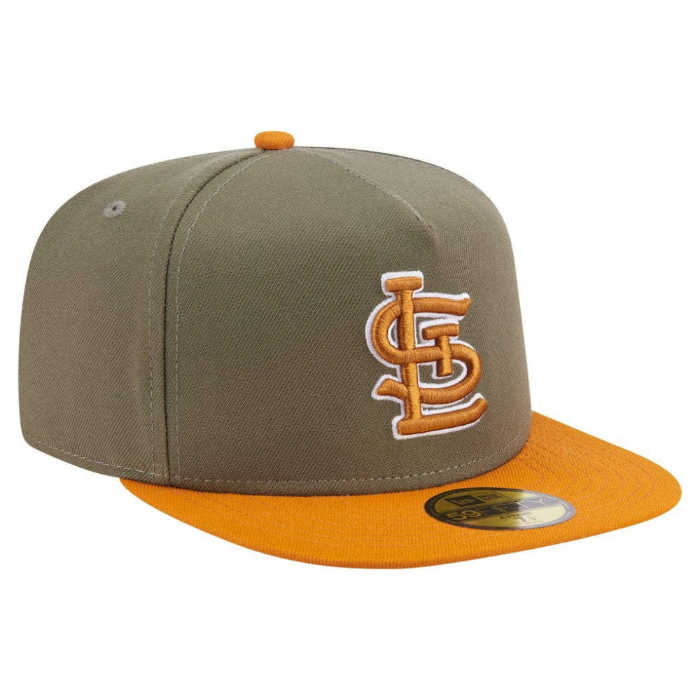St. Louis Cardinals Two-Tone Color Pack A-Frame 59FIFTY Fitted Hat - Olive/Orange | New Era
