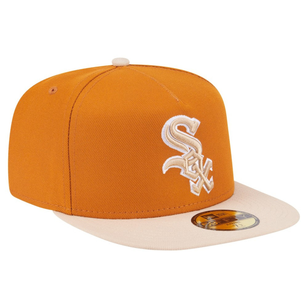 Chicago White Sox Two-Tone Color Pack A-Frame 59FIFTY Fitted Hat - Orange/Light Beige | New Era