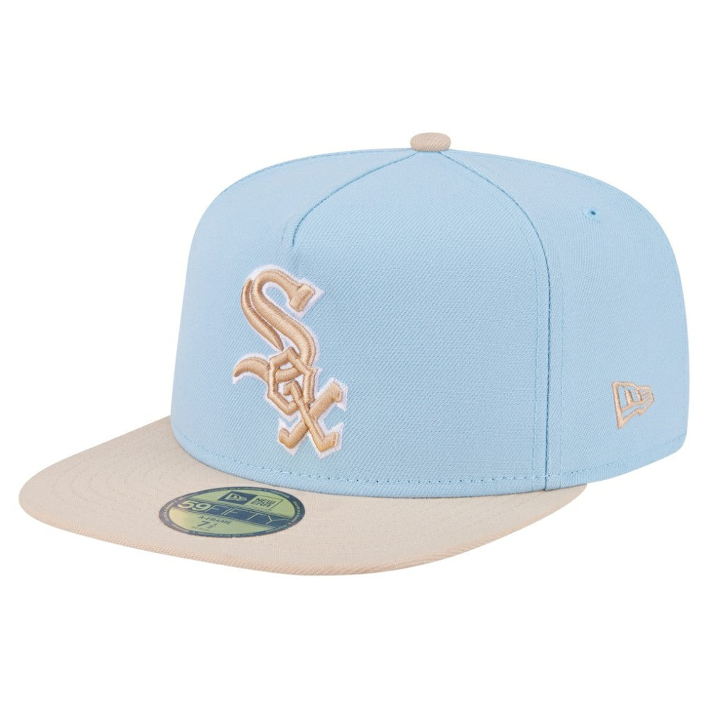 Chicago White Sox Two-Tone Color Pack A-Frame 59FIFTY Fitted Hat - Light Blue/Cream | New Era