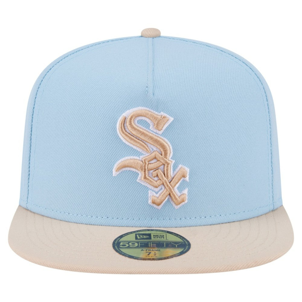 Chicago White Sox Two-Tone Color Pack A-Frame 59FIFTY Fitted Hat - Light Blue/Cream | New Era