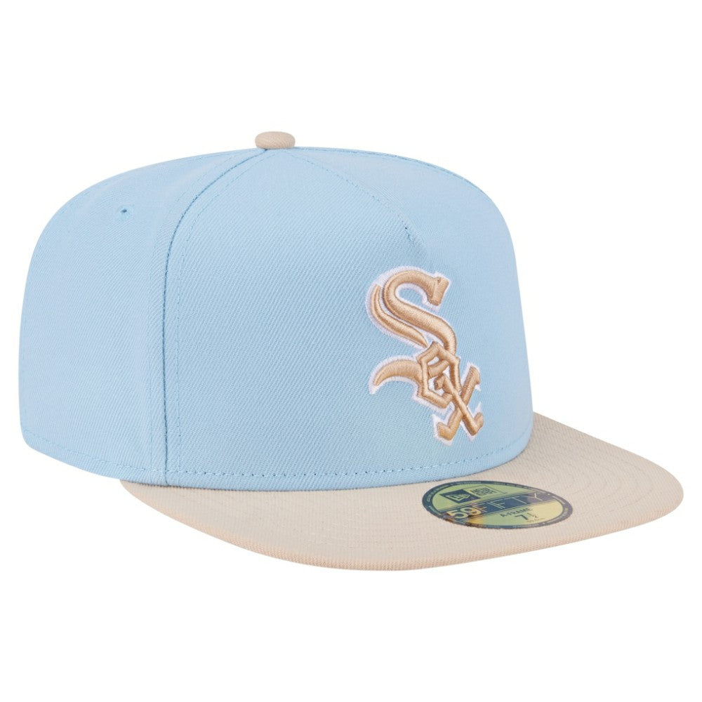 Chicago White Sox Two-Tone Color Pack A-Frame 59FIFTY Fitted Hat - Light Blue/Cream | New Era