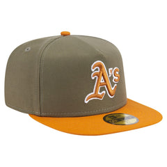 Athletics Two-Tone Color Pack A-Frame 59FIFTY Fitted Hat - Olive/Orange | New Era