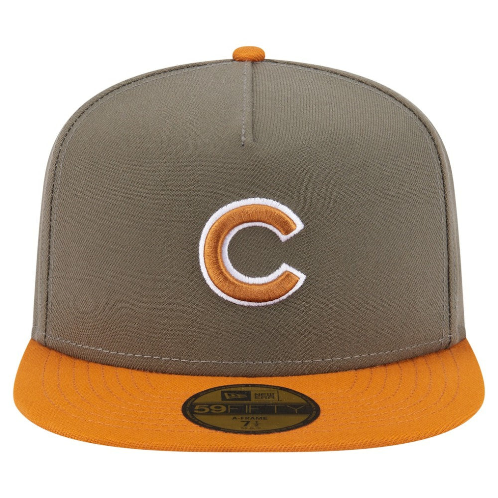 Chicago Cubs Two-Tone Color Pack A-Frame 59FIFTY Fitted Hat - Olive/Orange | New Era