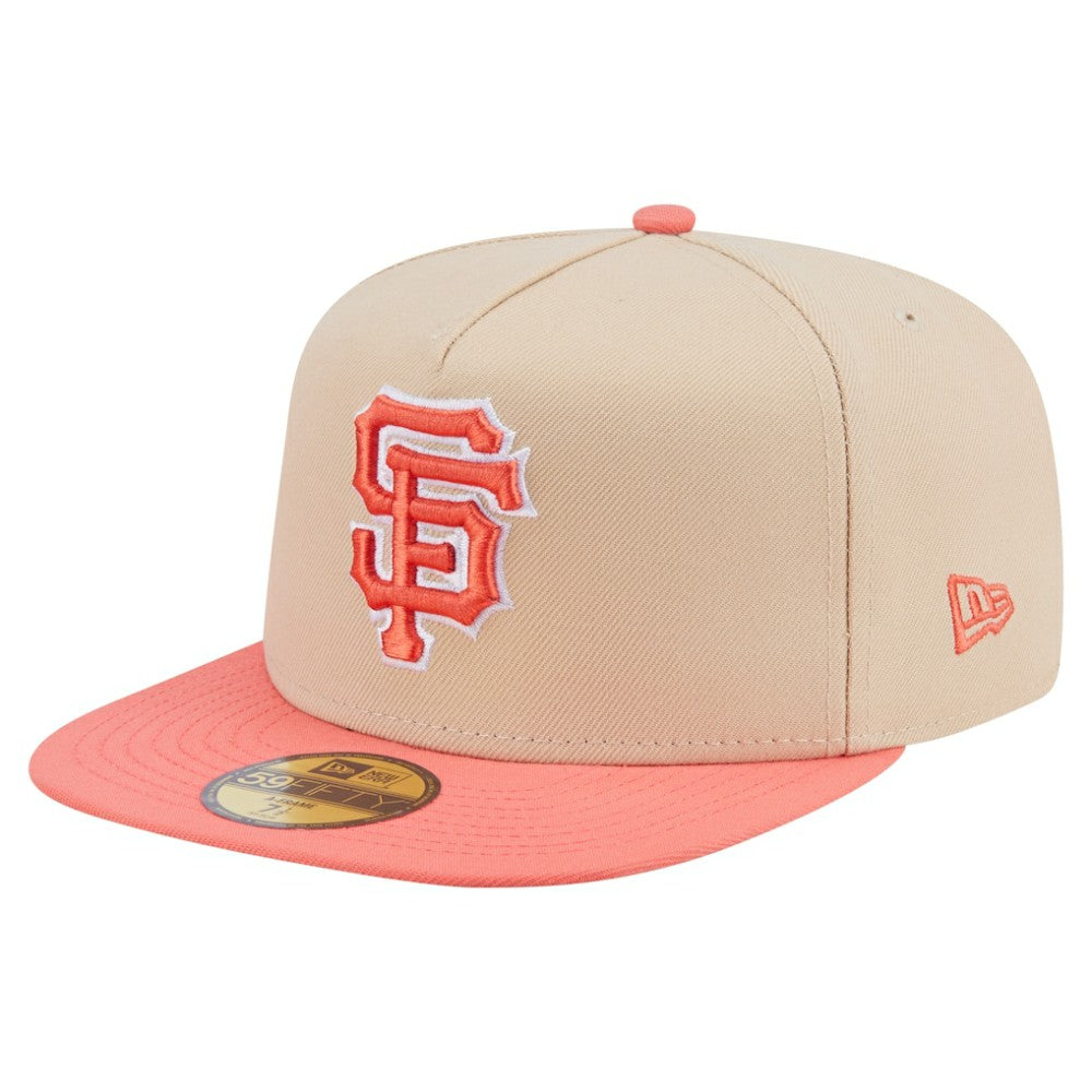 San Francisco Giants Two-Tone Color Pack A-Frame 59FIFTY Fitted Hat - Light Beige/Coral | New Era