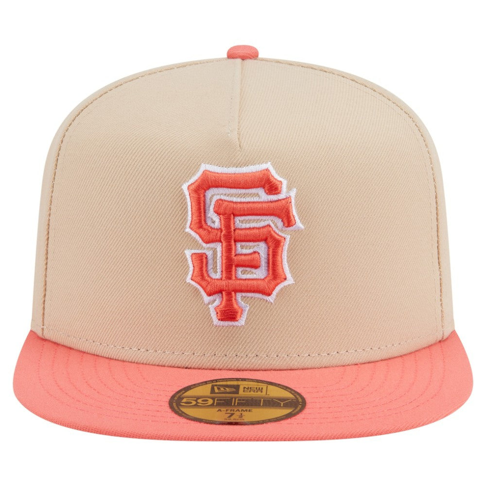 San Francisco Giants Two-Tone Color Pack A-Frame 59FIFTY Fitted Hat - Light Beige/Coral | New Era