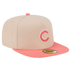 Chicago Cubs Two-Tone Color Pack A-Frame 59FIFTY Fitted Hat - Light Beige/Coral | New Era