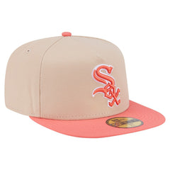 Chicago White Sox Two-Tone Color Pack A-Frame 59FIFTY Fitted Hat - Light Beige/Coral | New Era