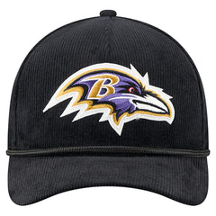 Baltimore Ravens New Era Cord Corduroy 9FORTY A-Frame Adjustable Hat - Black on sale