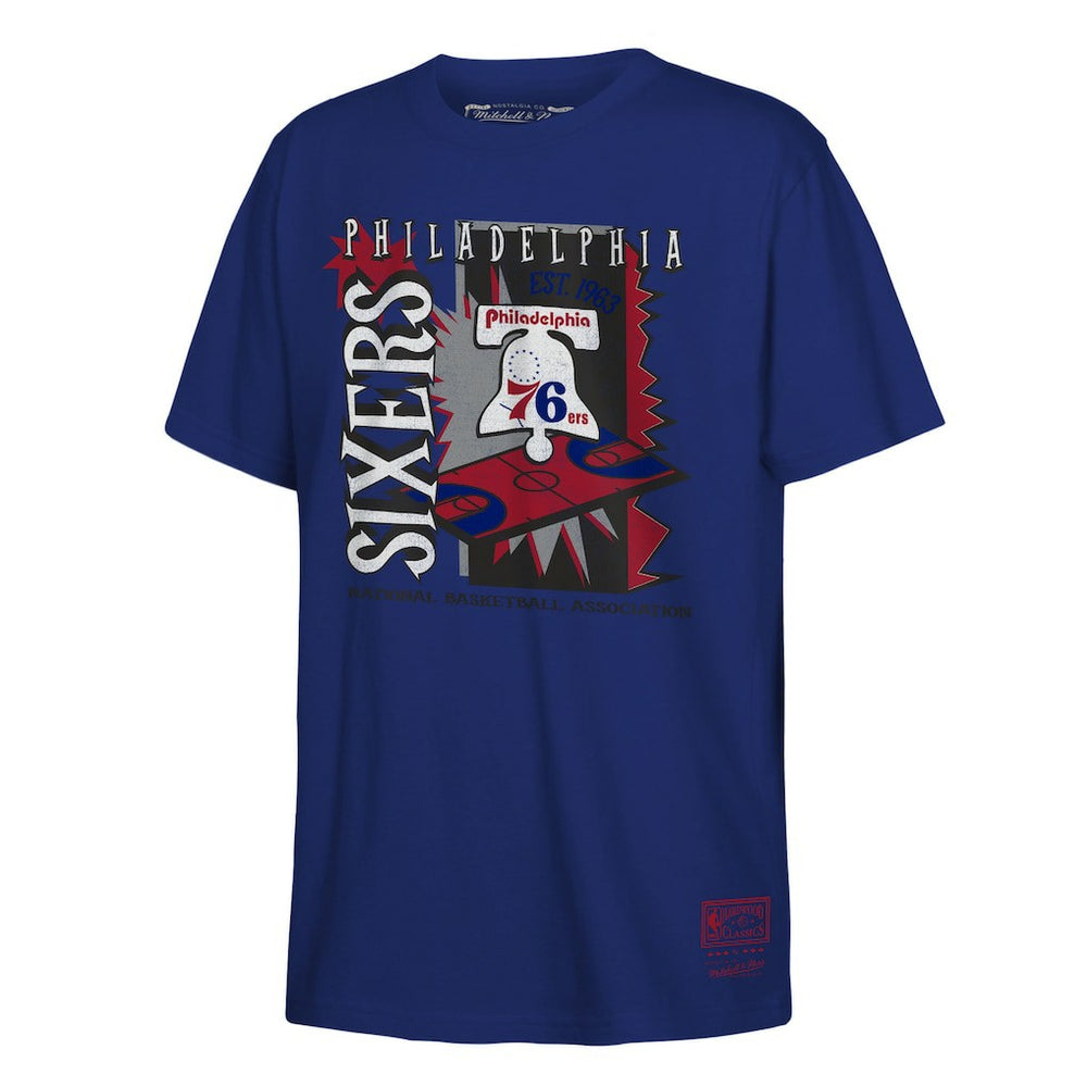Philadelphia 76ers Youth Retro '90s Poster T-Shirt - Royal | Mitchell & Ness outlet