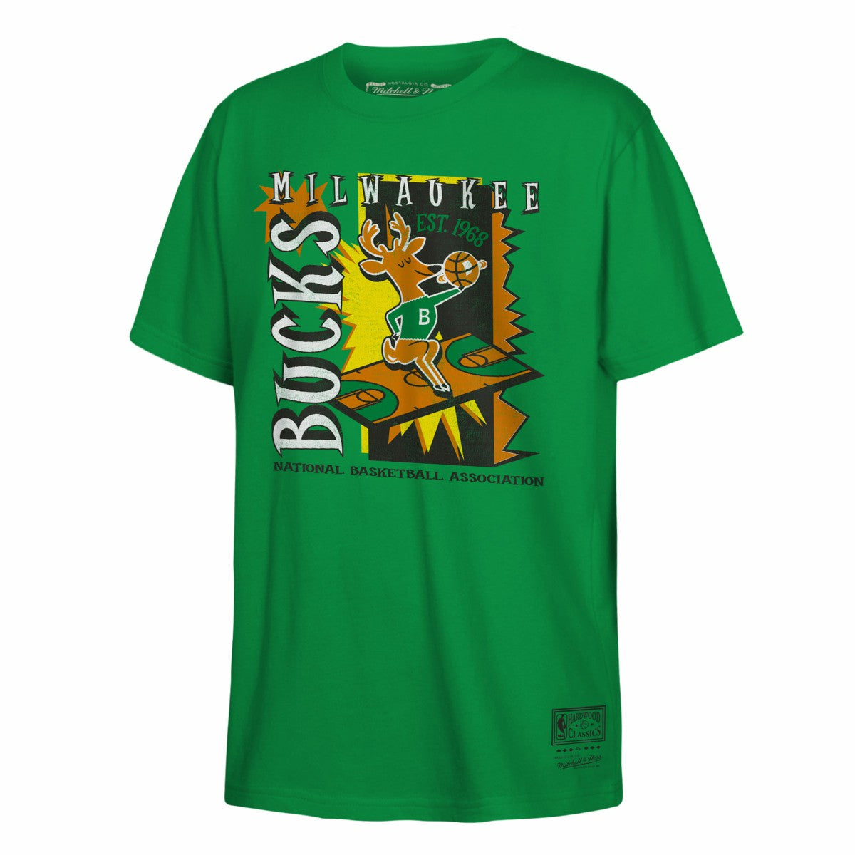 Milwaukee Bucks Youth Retro '90s Poster T-Shirt - Green | Mitchell & Ness sale
