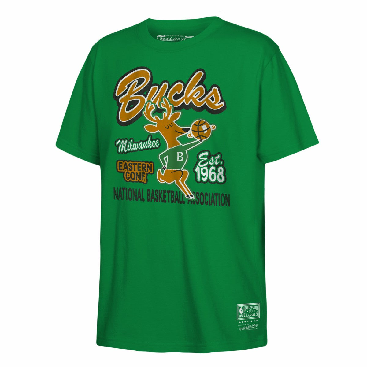 Milwaukee Bucks Youth Retro Mascot Script T-Shirt - Kelly Green | Mitchell & Ness outlet
