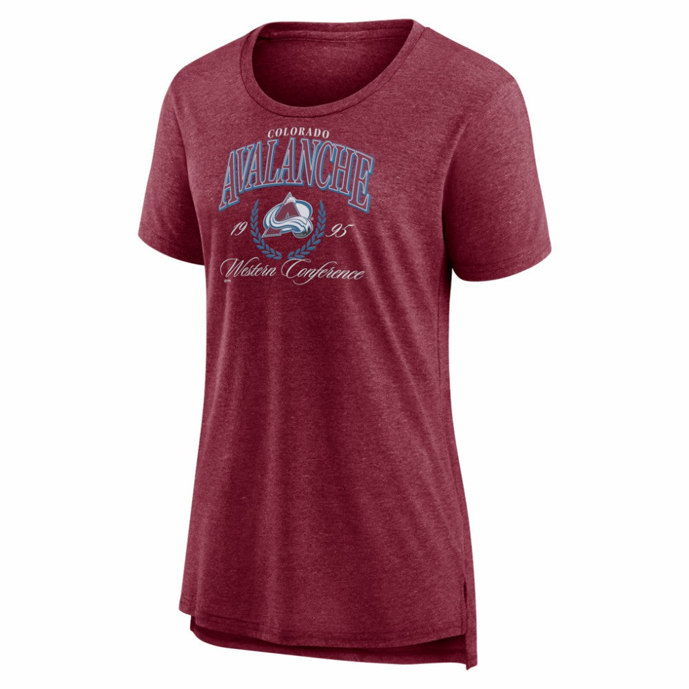 Colorado Avalanche Women's Reign Supreme Tri-Blend T-Shirt Burgundy