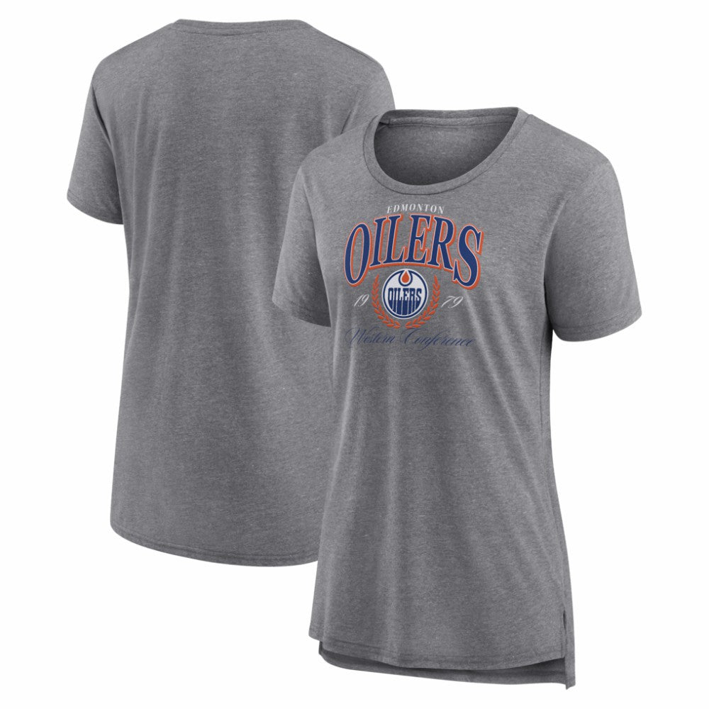 Edmonton Oilers Women's Reign Supreme Tri-Blend T-Shirt Gray