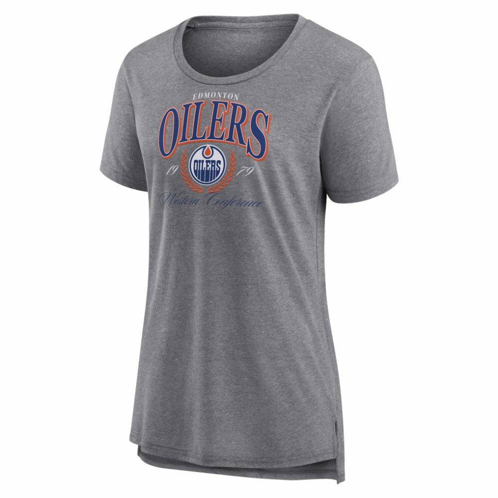 Edmonton Oilers Women's Reign Supreme Tri-Blend T-Shirt Gray