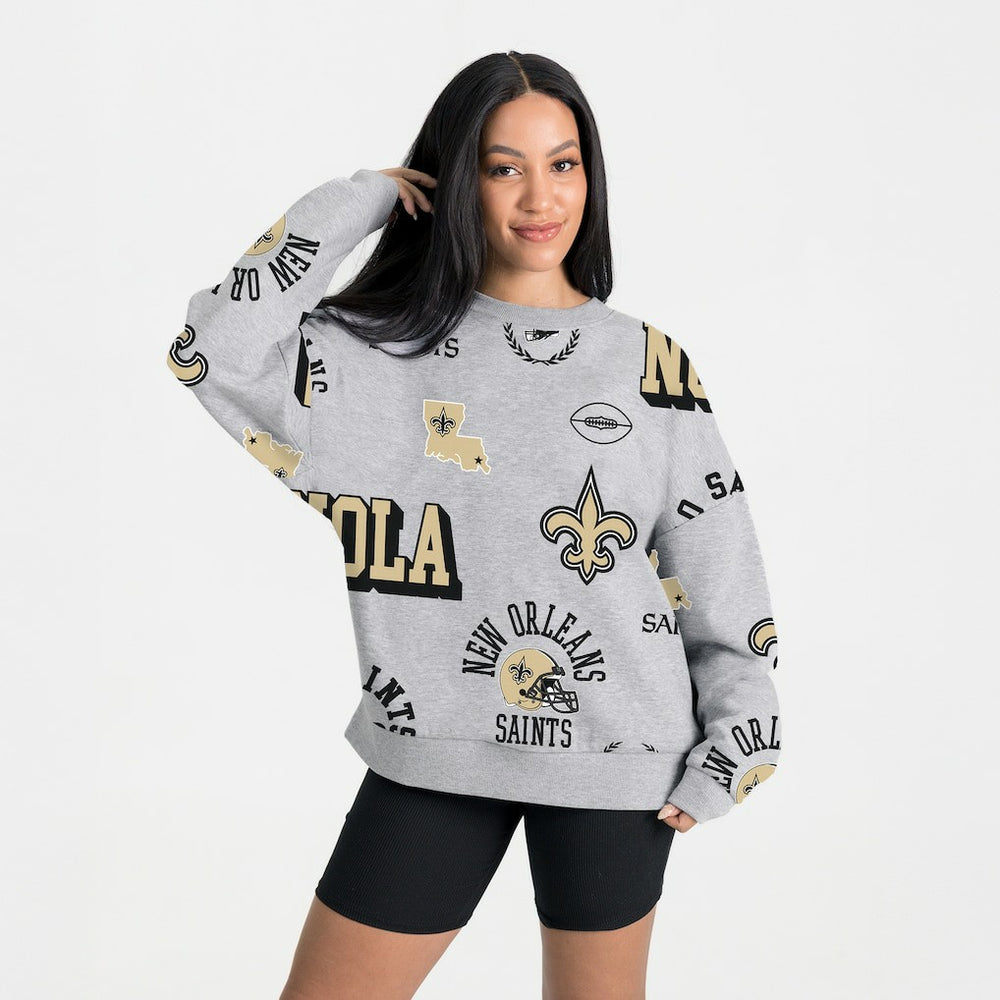 New Orleans Saints Gameday Couture Women's Always On Repeat Fleece Sweatshirt - Heather Gray outlet
