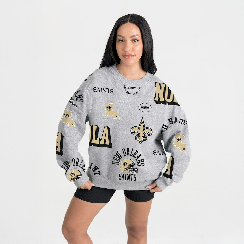 New Orleans Saints Gameday Couture Women's Always On Repeat Fleece Sweatshirt - Heather Gray outlet