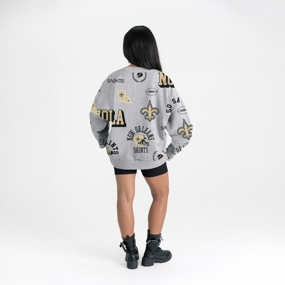New Orleans Saints Gameday Couture Women's Always On Repeat Fleece Sweatshirt - Heather Gray outlet