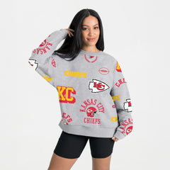 Kansas City Chiefs Gameday Couture Women's Always On Repeat Fleece Sweatshirt - Heather Gray for sale