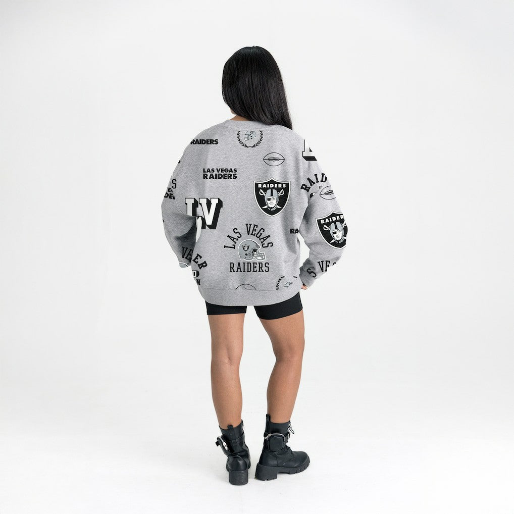 Las Vegas Raiders Gameday Couture Women's Always On Repeat Fleece Sweatshirt - Heather Gray cheap
