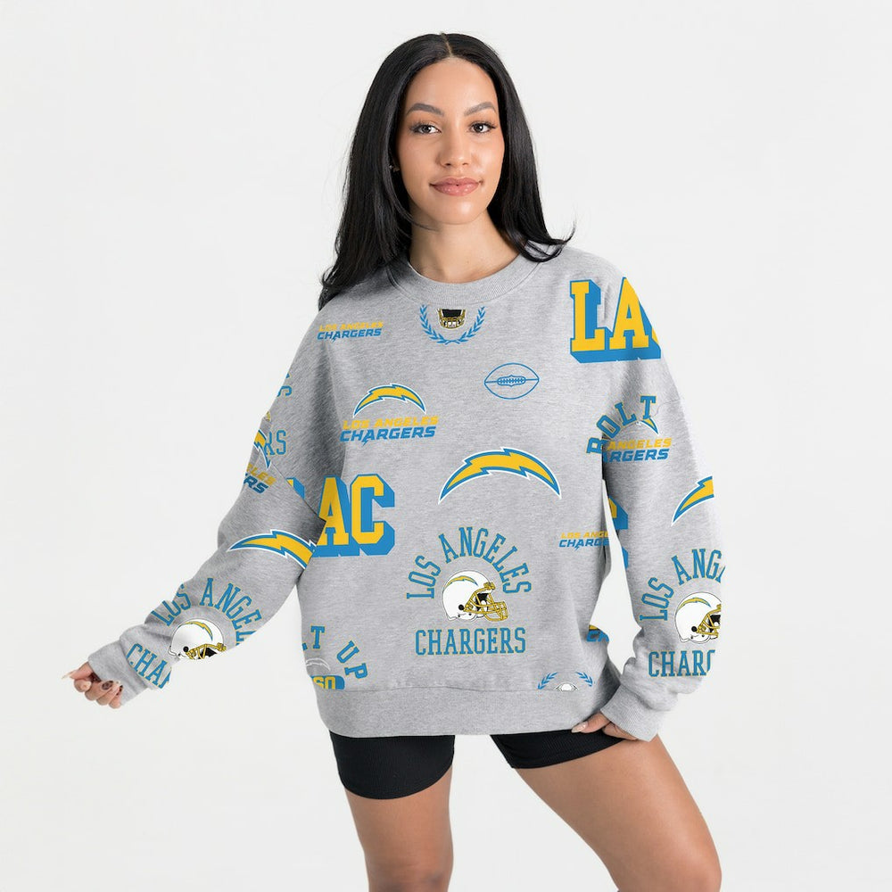 Los Angeles Chargers Gameday Couture Women's Always On Repeat Fleece Sweatshirt - Heather Gray online