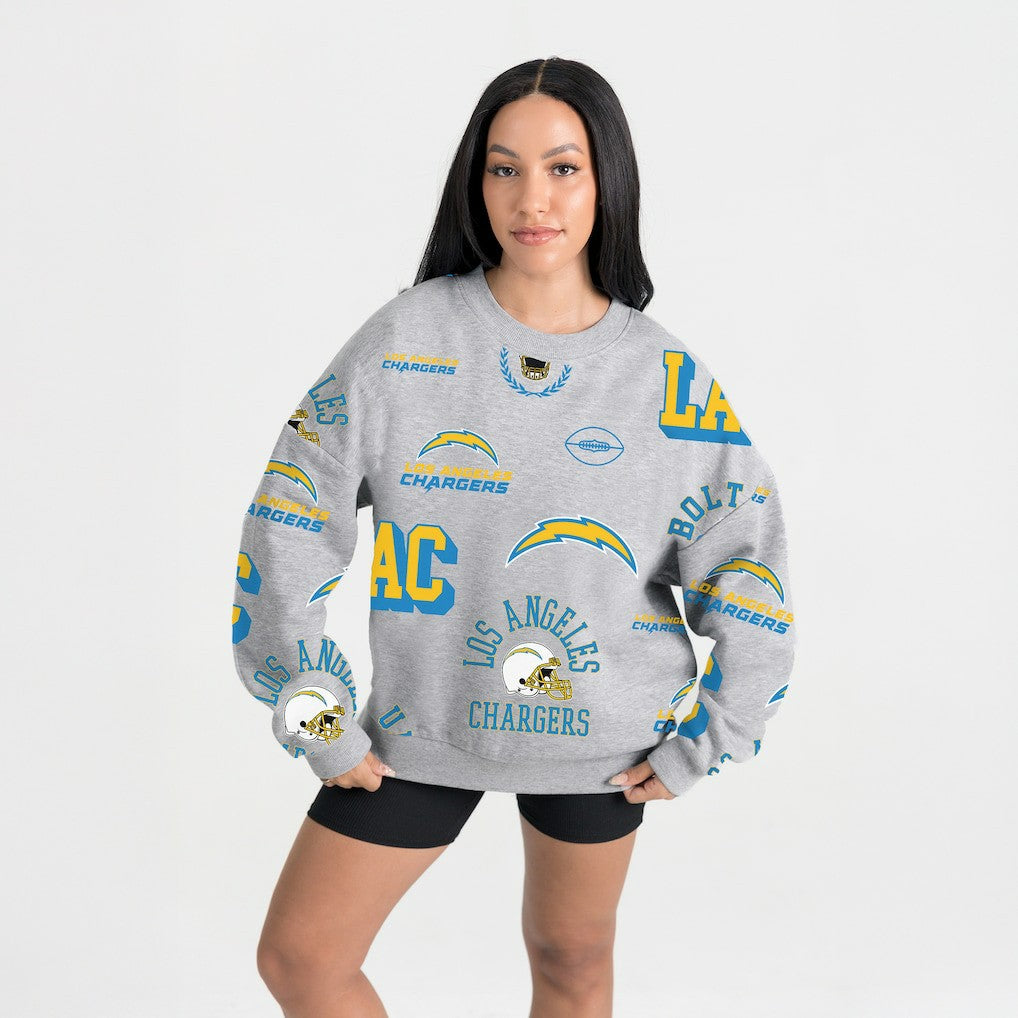 Los Angeles Chargers Gameday Couture Women's Always On Repeat Fleece Sweatshirt - Heather Gray online