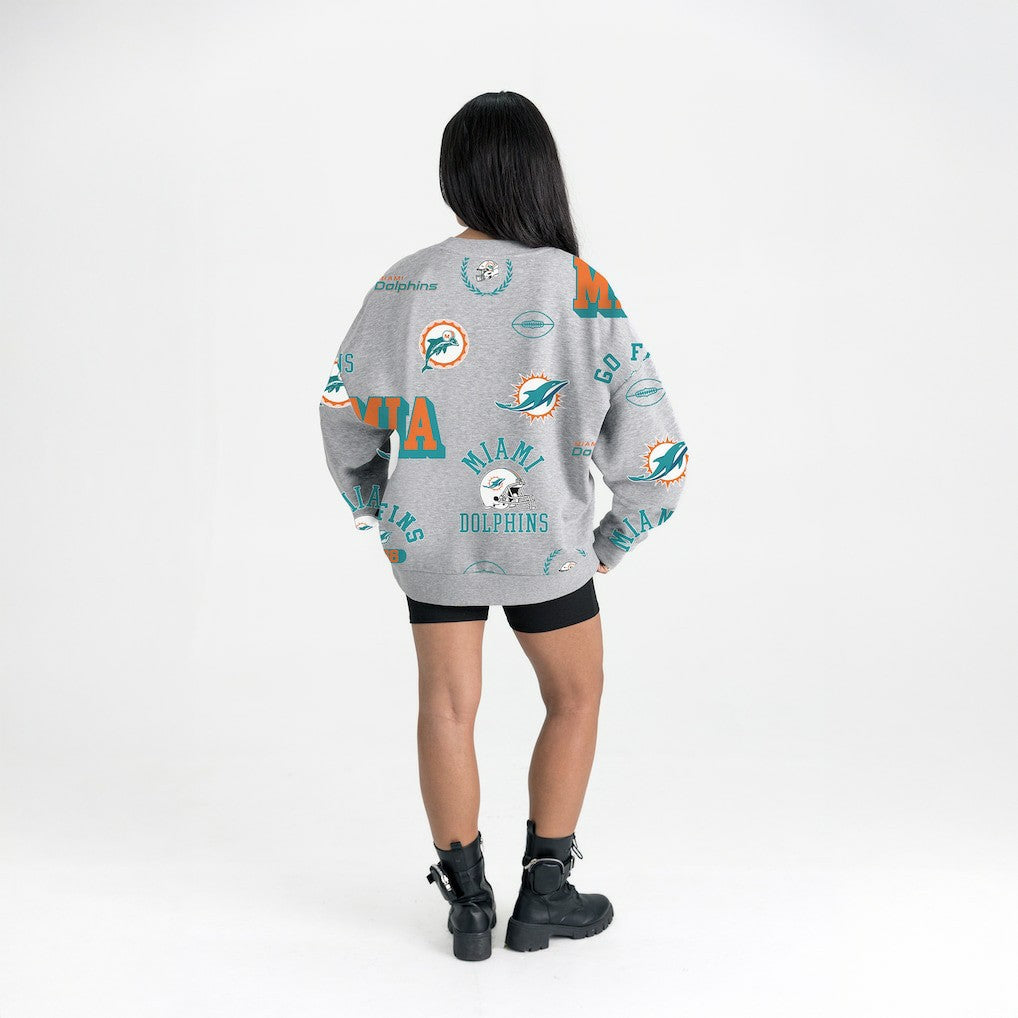 Miami Dolphins Gameday Couture Women's Always On Repeat Fleece Sweatshirt - Heather Gray cheap