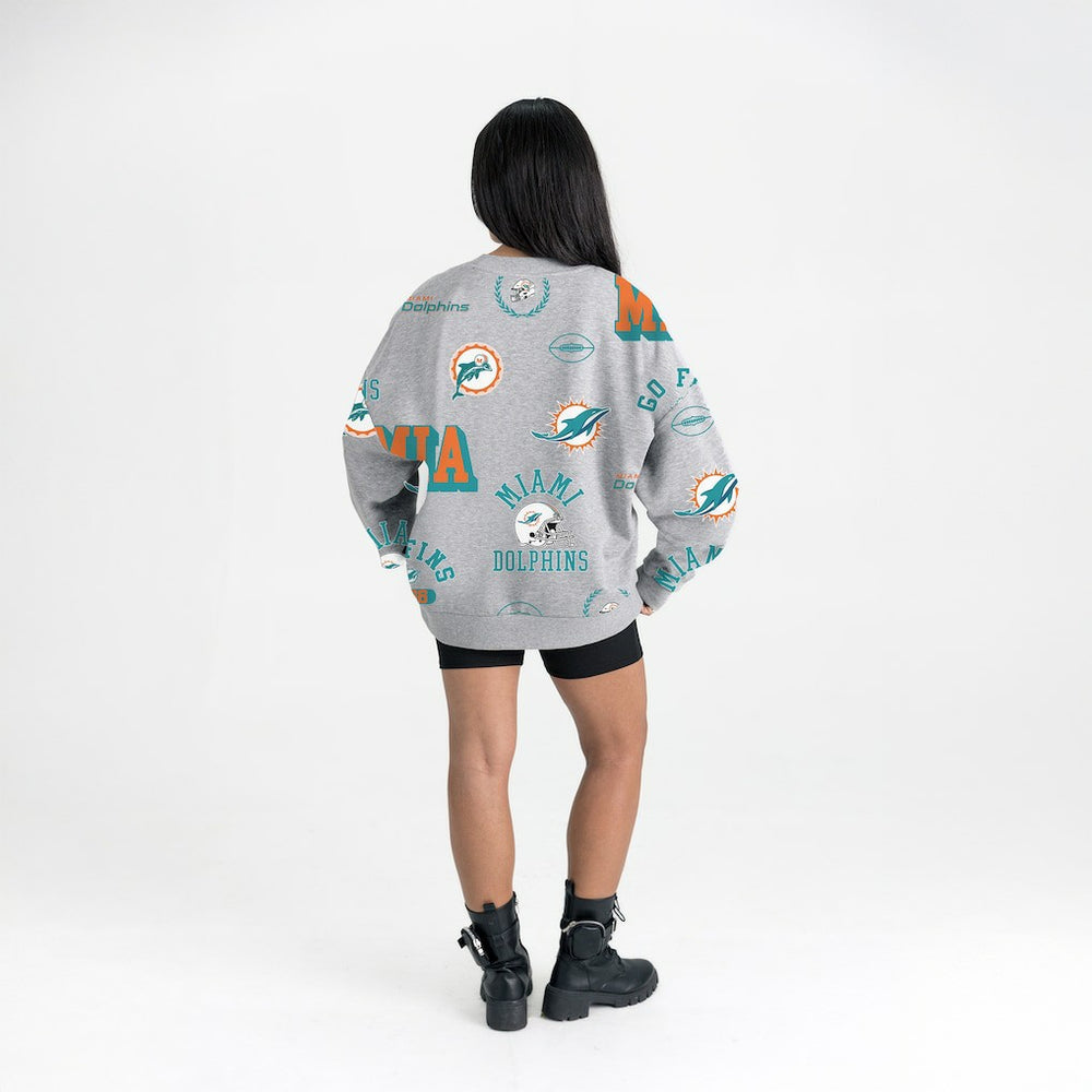 Miami Dolphins Gameday Couture Women's Always On Repeat Fleece Sweatshirt - Heather Gray cheap
