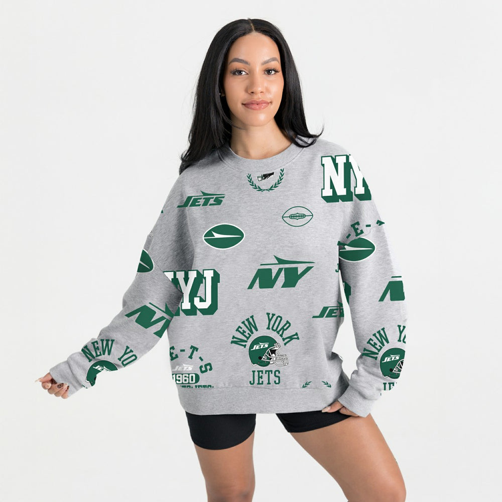 New York Jets Gameday Couture Women's Always On Repeat Fleece Sweatshirt - Heather Gray outlet