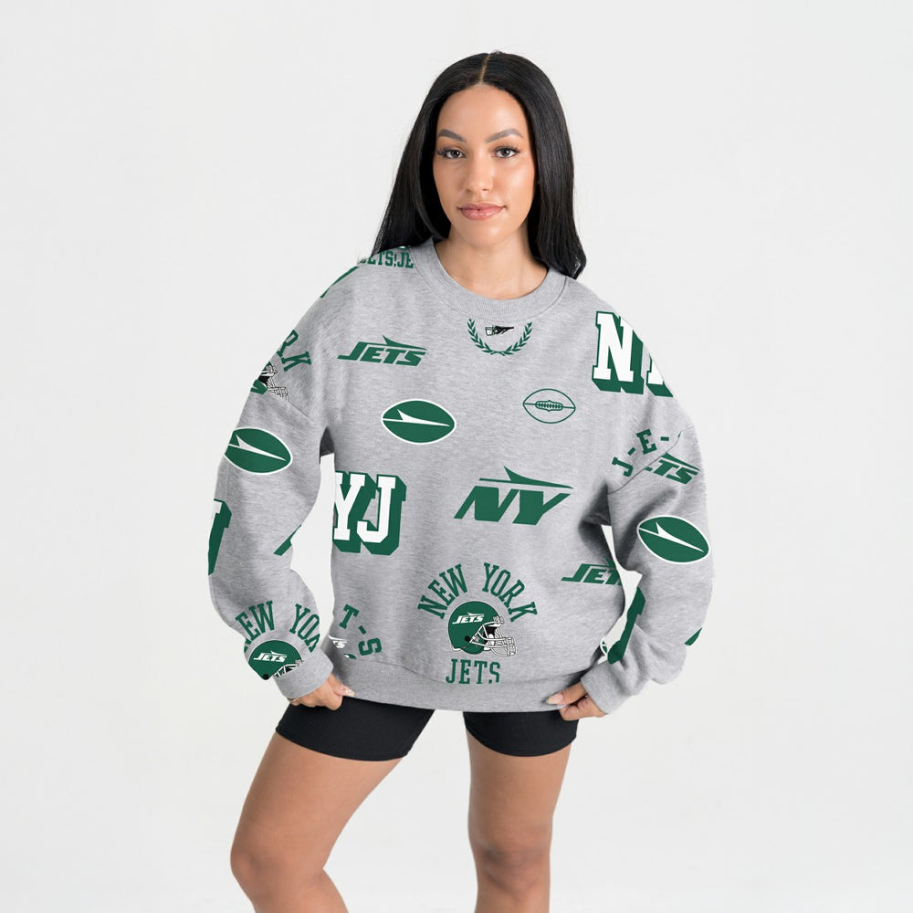New York Jets Gameday Couture Women's Always On Repeat Fleece Sweatshirt - Heather Gray outlet