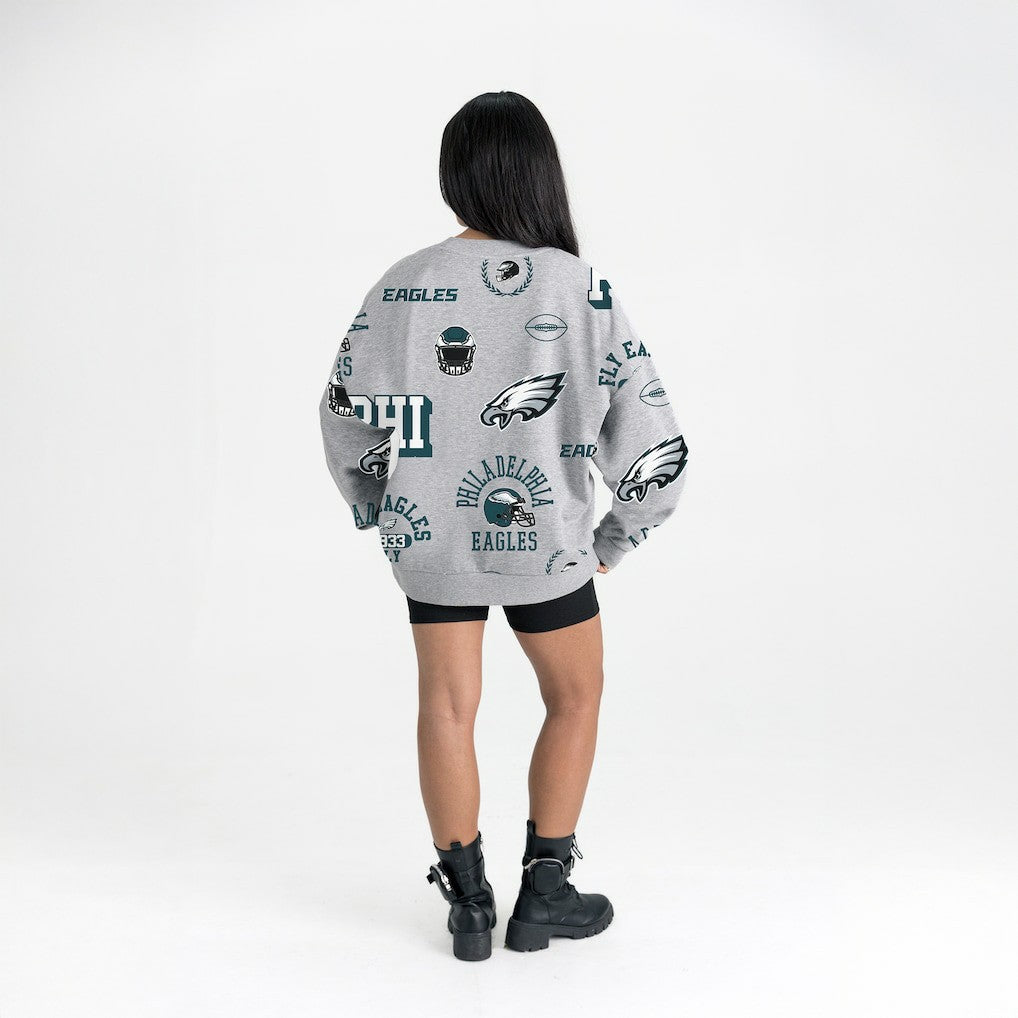Philadelphia Eagles Gameday Couture Women's Always On Repeat Fleece Sweatshirt - Heather Gray on sale
