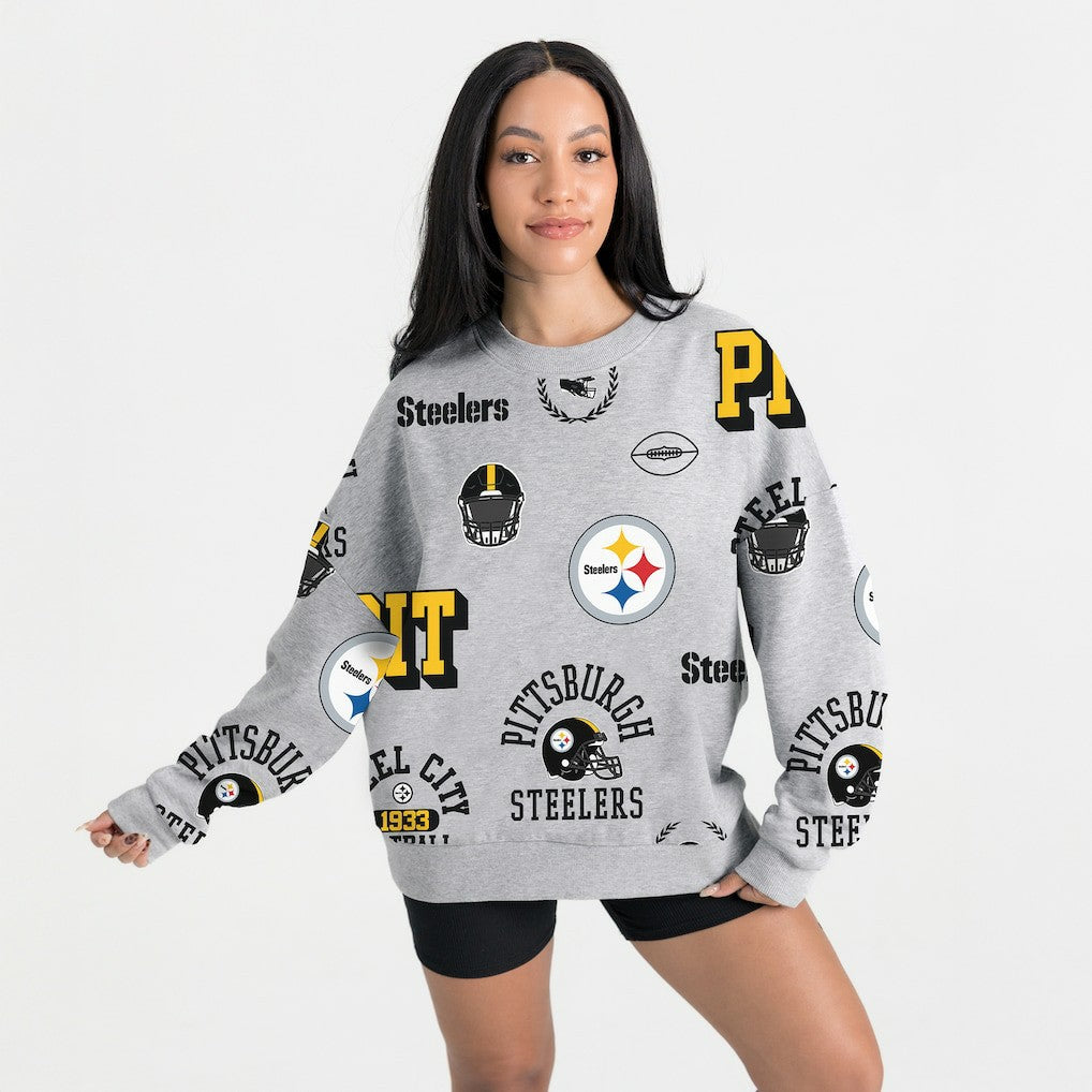Pittsburgh Steelers Gameday Couture Women's Always On Repeat Fleece Sweatshirt - Heather Gray cheap