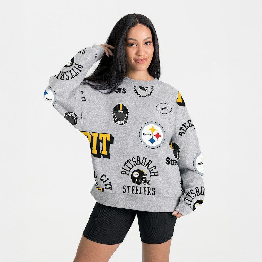 Pittsburgh Steelers Gameday Couture Women's Always On Repeat Fleece Sweatshirt - Heather Gray cheap