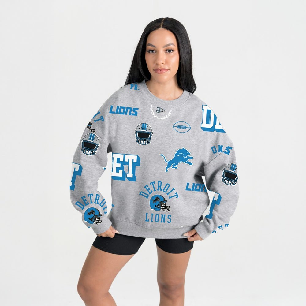 Detroit Lions Gameday Couture Women's Always On Repeat Fleece Sweatshirt - Heather Gray sale