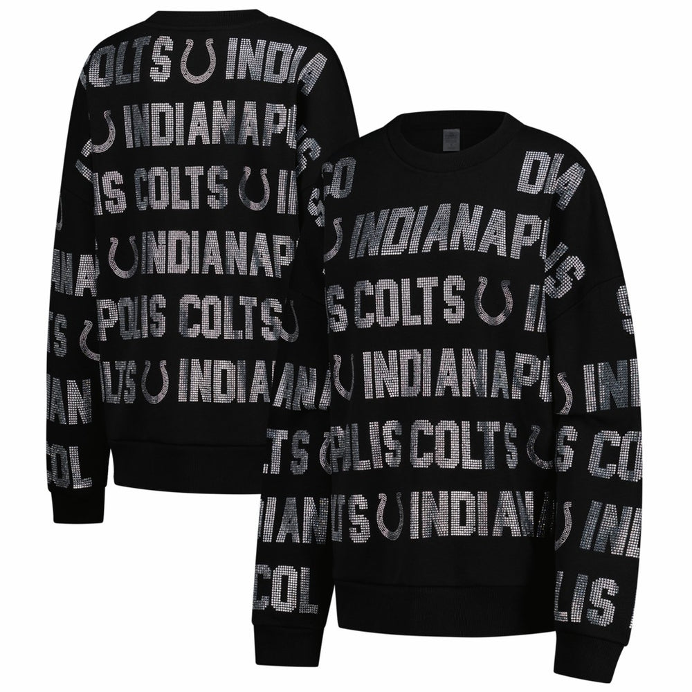 Indianapolis Colts Gameday Couture Women's Oversized Hype Era Rhinestone Text Sweatshirt - Black for sale