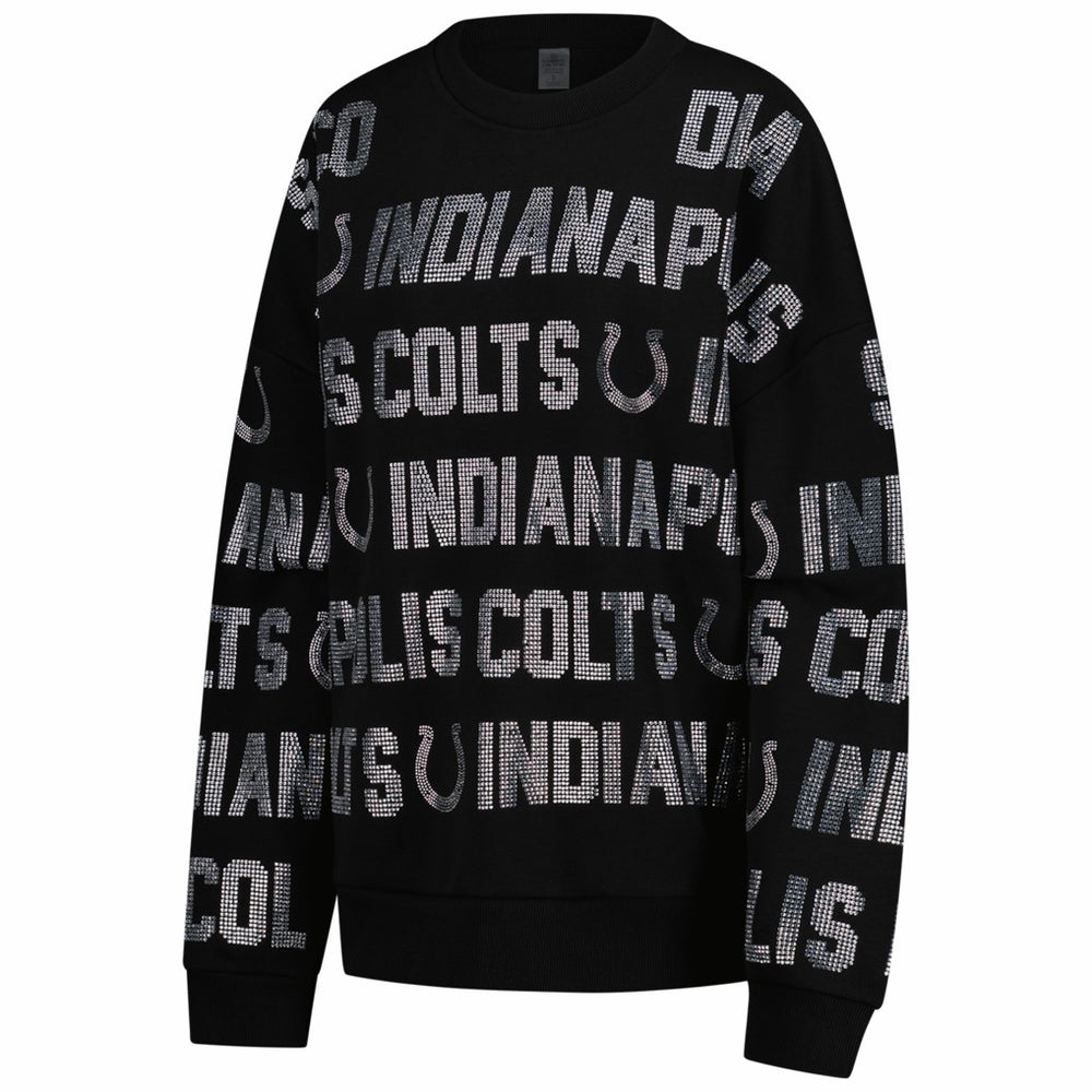 Indianapolis Colts Gameday Couture Women's Oversized Hype Era Rhinestone Text Sweatshirt - Black for sale
