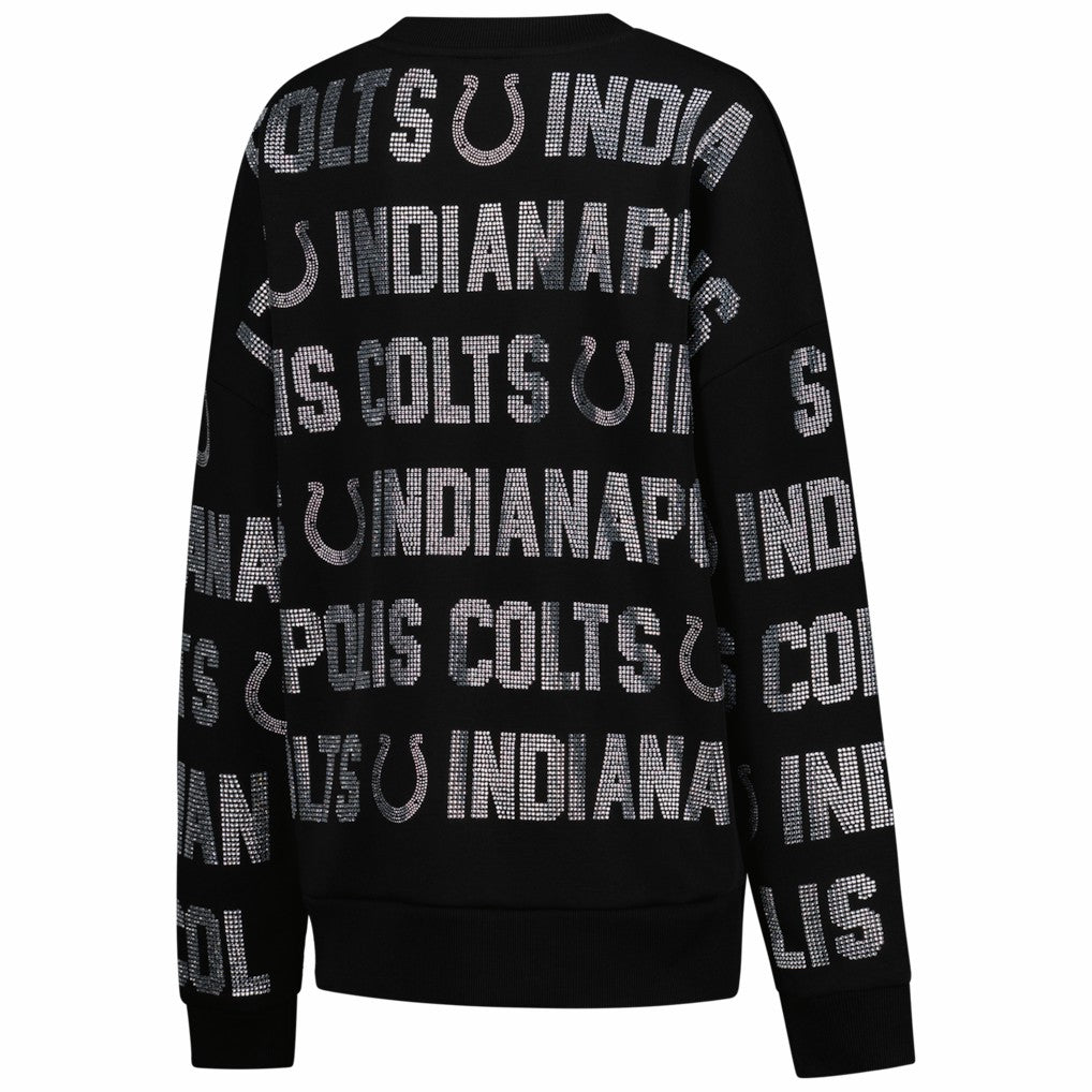 Indianapolis Colts Gameday Couture Women's Oversized Hype Era Rhinestone Text Sweatshirt - Black for sale