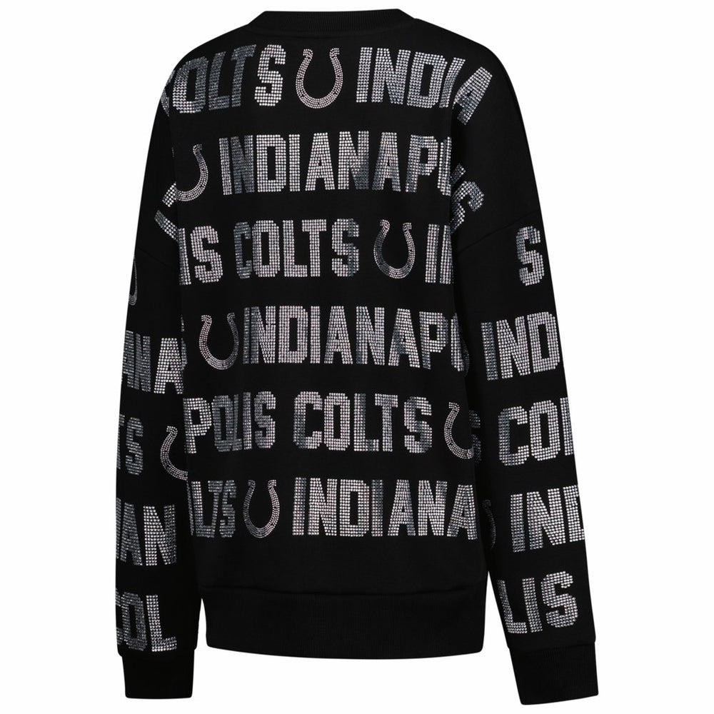 Indianapolis Colts Gameday Couture Women's Oversized Hype Era Rhinestone Text Sweatshirt - Black for sale