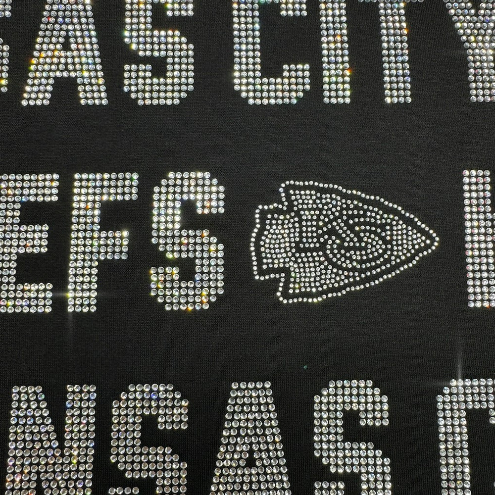 Kansas City Chiefs Gameday Couture Women's Oversized Hype Era Rhinestone Text Sweatshirt - Black for sale