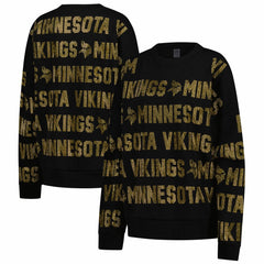 Minnesota Vikings Gameday Couture Women's Oversized Hype Era Rhinestone Text Sweatshirt - Black cheap