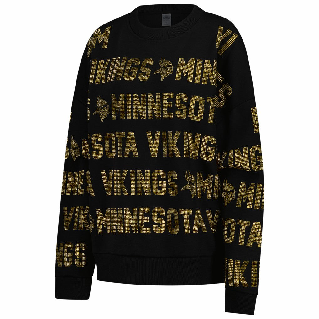Minnesota Vikings Gameday Couture Women's Oversized Hype Era Rhinestone Text Sweatshirt - Black cheap