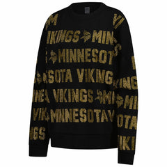 Minnesota Vikings Gameday Couture Women's Oversized Hype Era Rhinestone Text Sweatshirt - Black cheap