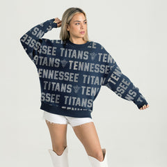 Tennessee Titans Gameday Couture Women's Oversized Hype Era Rhinestone Text Sweatshirt - Navy on sale