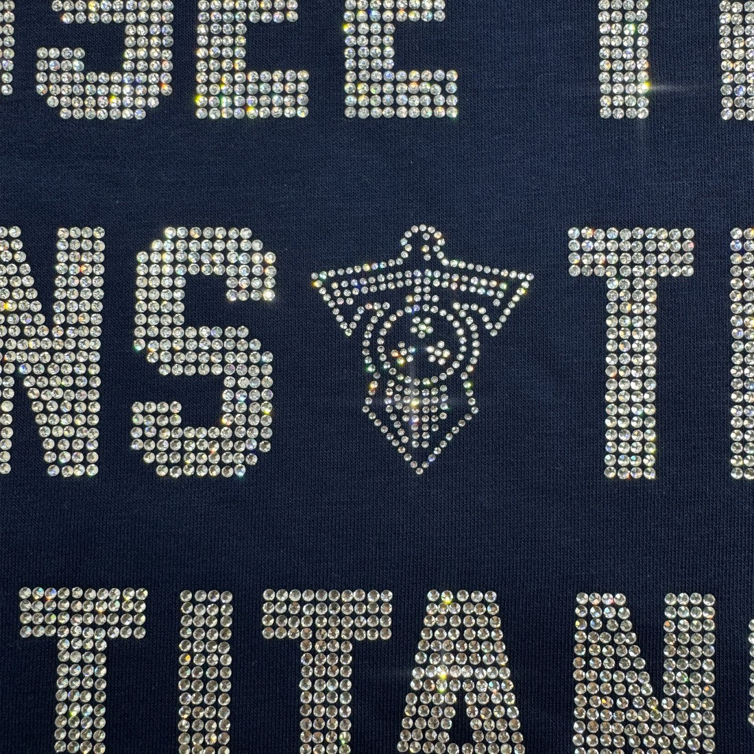 Tennessee Titans Gameday Couture Women's Oversized Hype Era Rhinestone Text Sweatshirt - Navy on sale