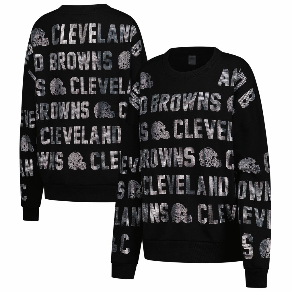 Cleveland Browns Gameday Couture Women's Oversized Hype Era Rhinestone Text Sweatshirt - Black online