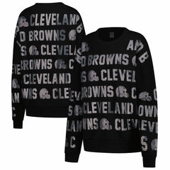 Cleveland Browns Gameday Couture Women's Oversized Hype Era Rhinestone Text Sweatshirt - Black online