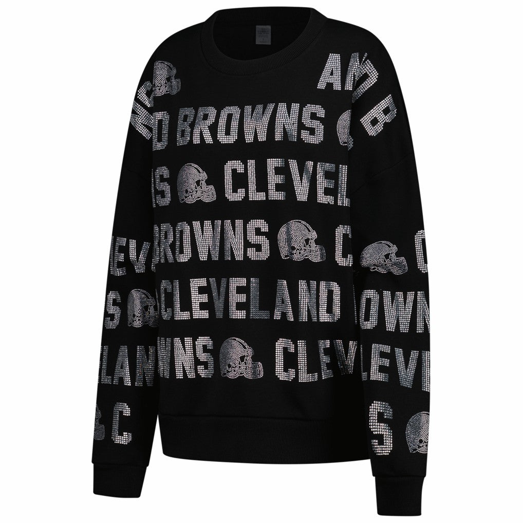 Cleveland Browns Gameday Couture Women's Oversized Hype Era Rhinestone Text Sweatshirt - Black online
