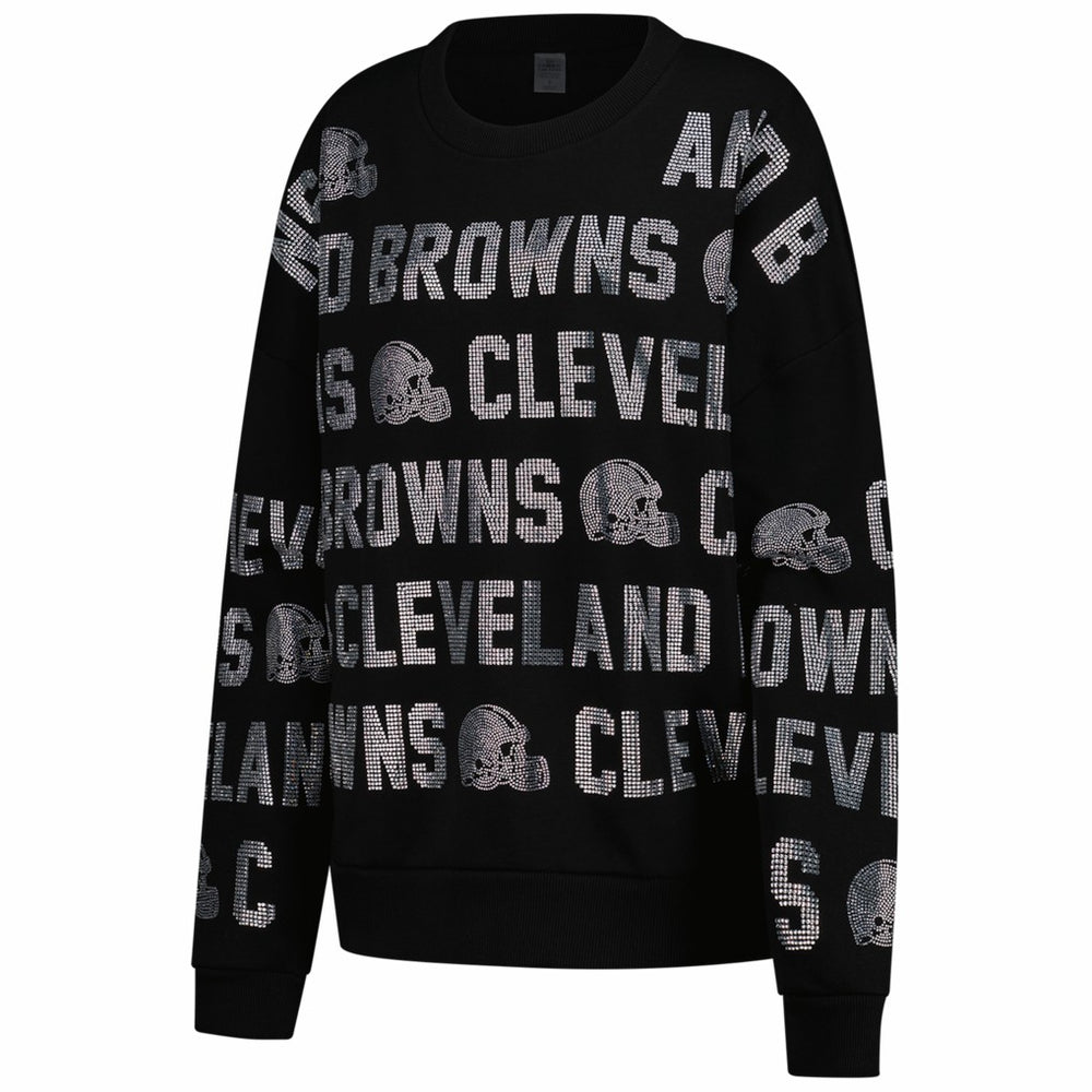 Cleveland Browns Gameday Couture Women's Oversized Hype Era Rhinestone Text Sweatshirt - Black online